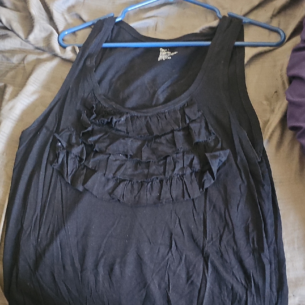 GAP Elegant Black Ruffle Tank Top